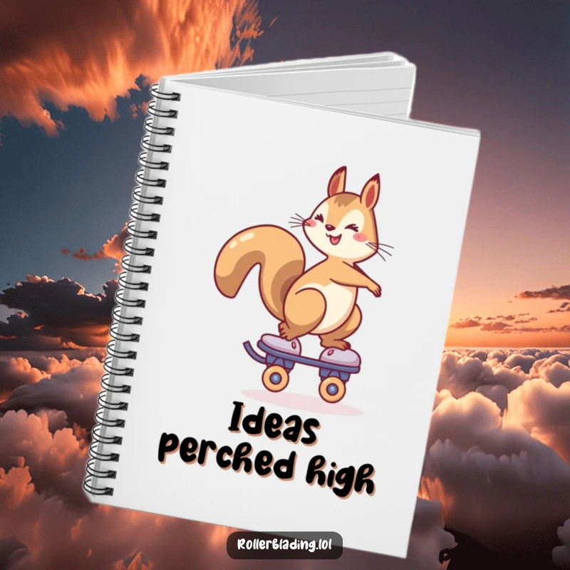 Funny Squirrel Roller Skate Notebook: A cheerful squirrel balances on a roller skate across the cover, inspiring steady note-taking.