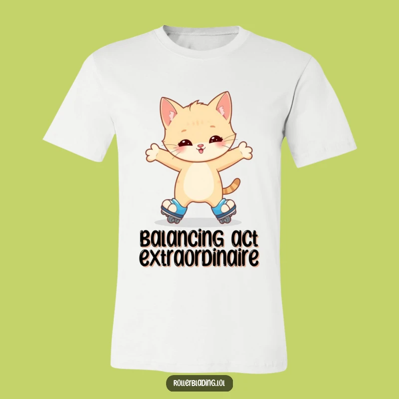 Funny Kitten Roller Skate Wobble T-Shirt - Comedic Charm and Fun Gift