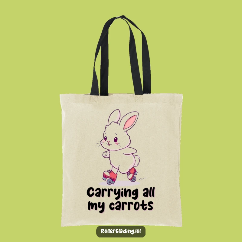 Funny Bunny Roller Skating Tote Bag: Carry Your Cute Wobbles