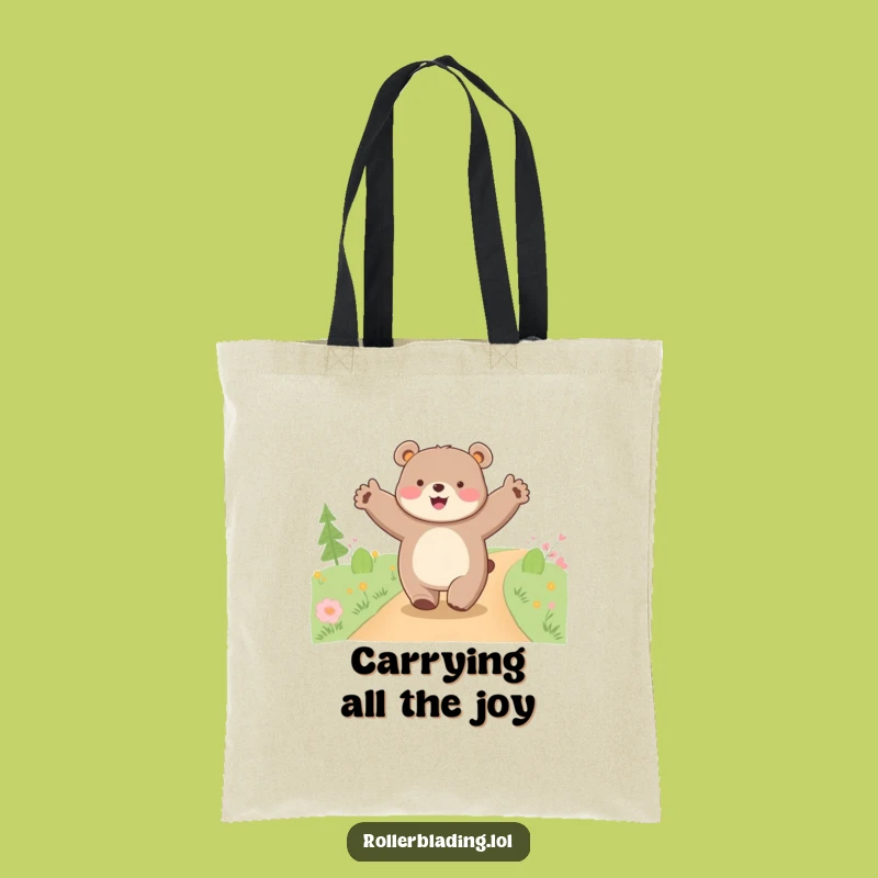 Funny Happy Bear Cruising Tote Bag: Carry Your Adventure with Style