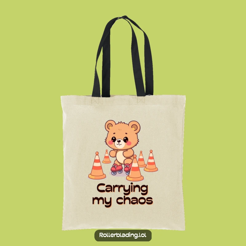 Funny Bear Cub Roller Skating Tote Bag: Carry Your Laughs in Style!