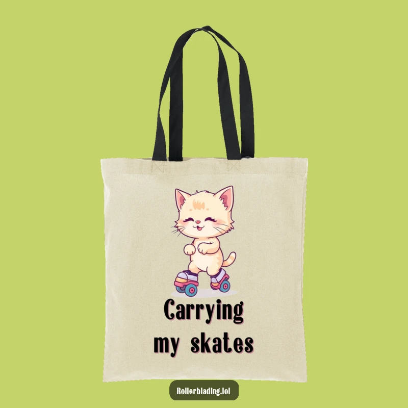 Funny Kitten Roller Skates Tote Bag: Carry Your Feline Fun