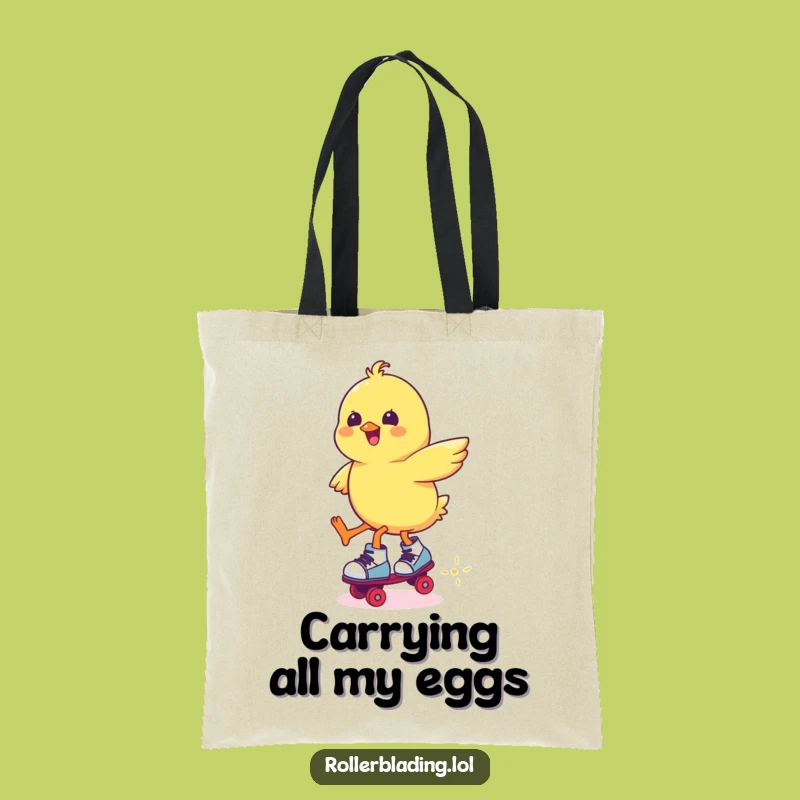 Funny Chick Roller Skating Jump Tote Bag: Carry Your Laughs in Style
