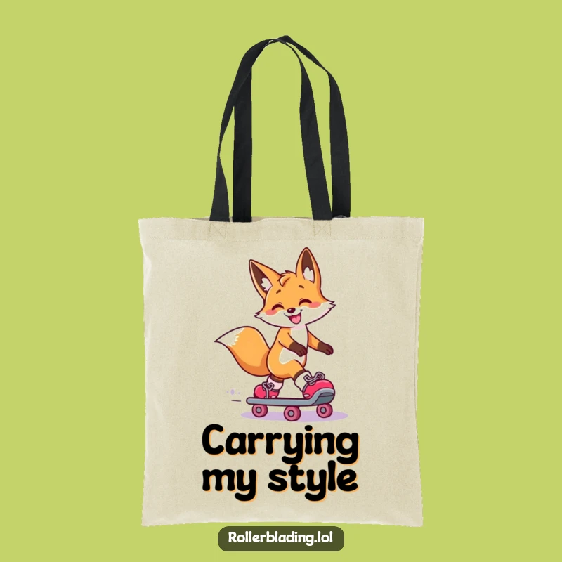 Funny Fox Roller Skate Slide Tote Bag - Chic and Humorous Carry-All Gift