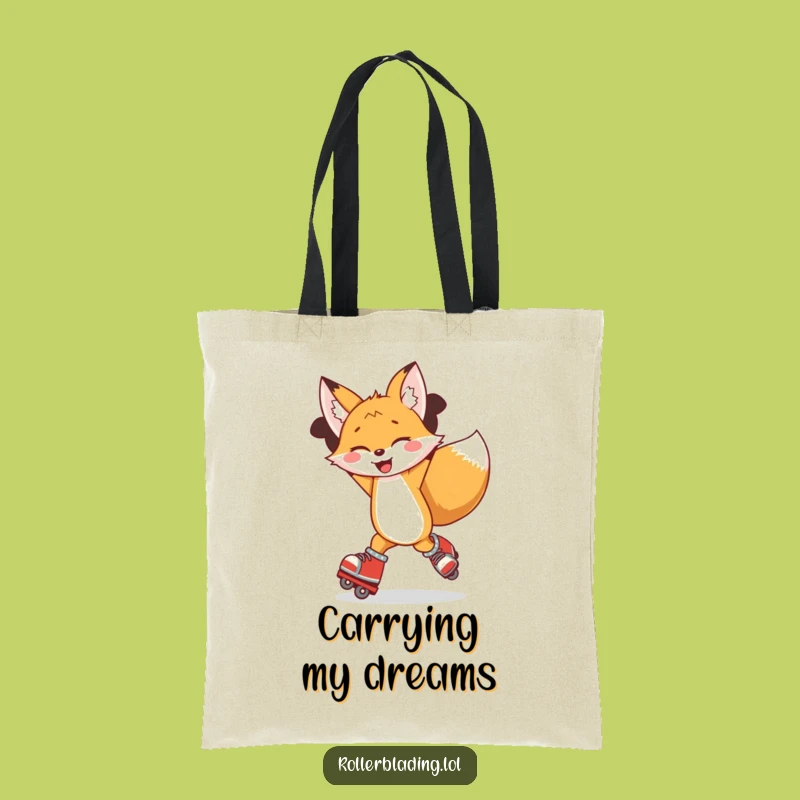 Funny Fox Rollerblading Tote Bag - Joyful Spin Shopping Bag