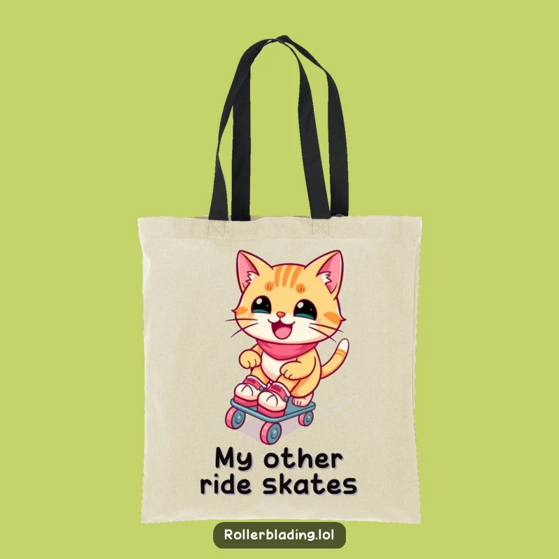 Funny Roller Skating Cat Tote Bag: Carry Your Essentials with Joyful Feline Style